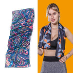 Toalha fria desportiva para ginásio, absorvente de suor e de secagem rápida, tamanho: 100 x 30cm (Festival de Música), Toalha de secagem rápida, tamanho: 100 x 30cm (Fogo), Toalha de secagem rápida, tamanho: 100 x 30cm (Triângulo Geométrico)