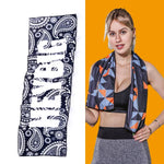 Toalha fria desportiva para ginásio, absorvente de suor e de secagem rápida, tamanho: 100 x 30cm (Festival de Música), Toalha de secagem rápida, tamanho: 100 x 30cm (Fogo), Toalha de secagem rápida, tamanho: 100 x 30cm (Triângulo Geométrico)
