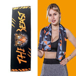 Toalha fria desportiva para ginásio, absorvente de suor e de secagem rápida, tamanho: 100 x 30cm (Festival de Música), Toalha de secagem rápida, tamanho: 100 x 30cm (Fogo), Toalha de secagem rápida, tamanho: 100 x 30cm (Triângulo Geométrico)