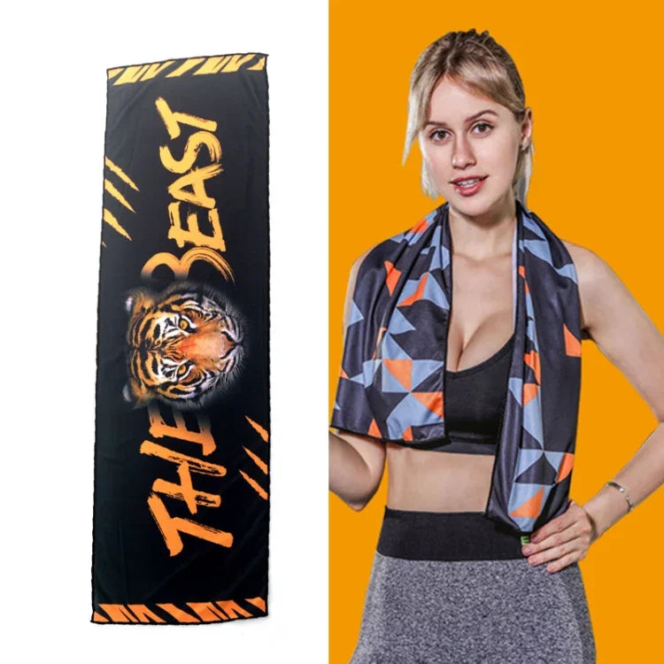 Toalha fria desportiva para ginásio, absorvente de suor e de secagem rápida, tamanho: 100 x 30cm (Festival de Música), Toalha de secagem rápida, tamanho: 100 x 30cm (Fogo), Toalha de secagem rápida, tamanho: 100 x 30cm (Triângulo Geométrico)