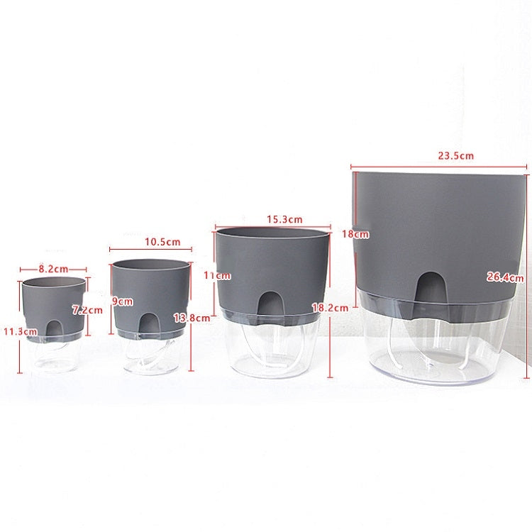 Vaso de flor transparente de plástico de dupla camada com armazenamento de água automático e absorção de água, Calibre A703 8,2cm, Calibre A705 10,5cm, Calibre A707 15,3cm, Calibre A709 23,5cm
