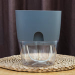 Vaso de flor transparente de plástico de dupla camada com armazenamento de água automático e absorção de água, Calibre A703 8,2cm, Calibre A705 10,5cm, Calibre A707 15,3cm, Calibre A709 23,5cm