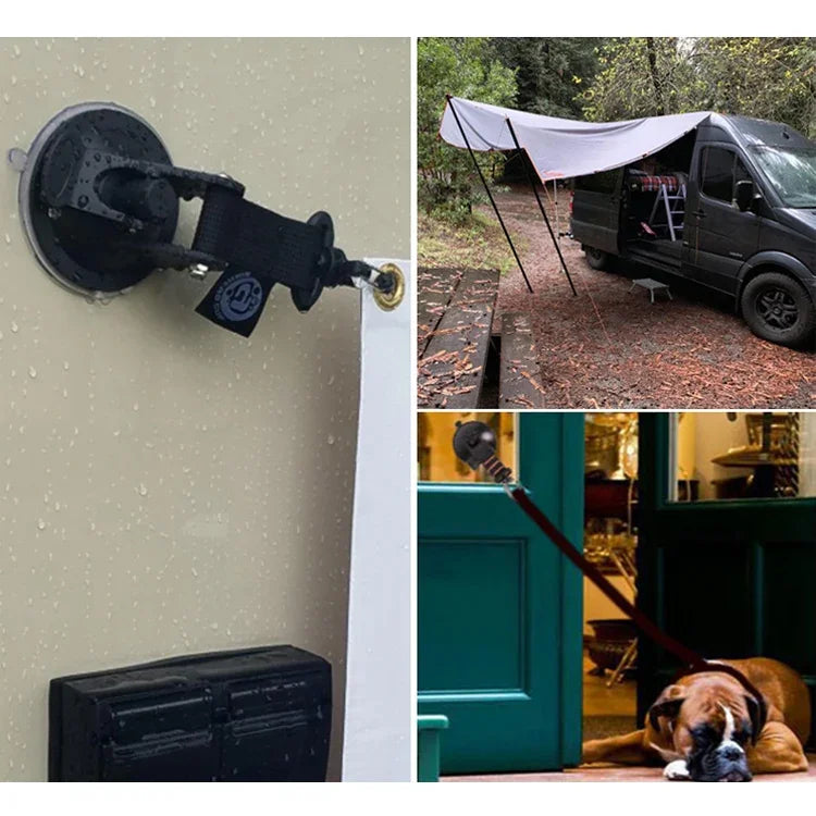 3 Peças de Tenda para Carro com Ventosas para Uso Doméstico e Viagens ao Ar Livre, Gancho com Ventosa Portátil, Mosquetão Redondo