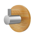 Gancho de Bambu para Casa de Banho e Cozinha Gancho para Toalhas e Casacos Gancho Adesivo para Porta em Aço Inoxidável, Gancho Adesivo Simples para Porta