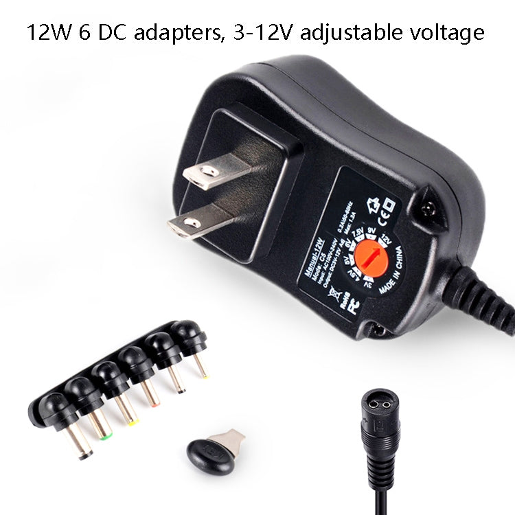 Fonte de alimentação regulada ajustável C5 3-12V 12W com adaptador multifunções e pontas DC, ficha US, ficha UK, ficha EU