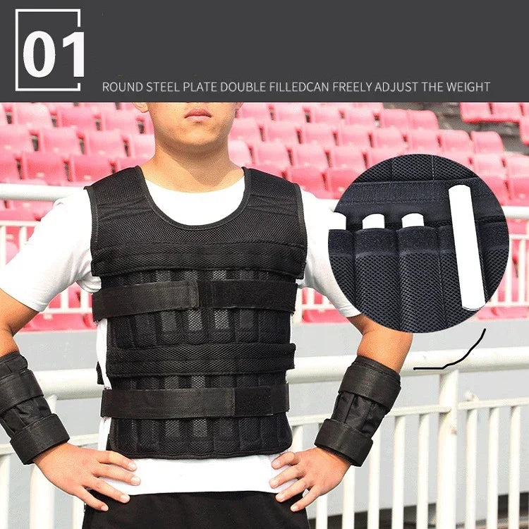 Colete Desportivo com Tiras de Peso para Pernas e Braços Equipamento de Treino de Fitness, Especificação: Colete 1kg, Colete 3kg, Colete 5kg, Colete 10kg, Colete 15kg, Fato 10kg, Fato 15kg
