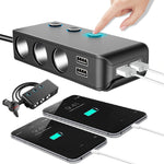 Car Cigarette Lighter Car Charger 3USB Port +1 QC3.0 + 3 Cigarette Lighter Ports + Back Clip Design + LED Display, HC67A