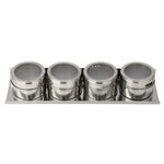 Conjunto de Galheteiro Magnético para Temperos em Aço Inoxidável, Conjunto de Galheteiro para Temperos em Aço Inoxidável