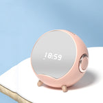 Altifalante Bluetooth inteligente multifunções de secretária com carregamento sem fios, despertador e suporte para telemóvel