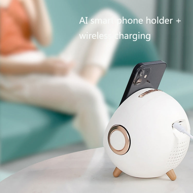 Altifalante Bluetooth inteligente multifunções de secretária com carregamento sem fios, despertador e suporte para telemóvel