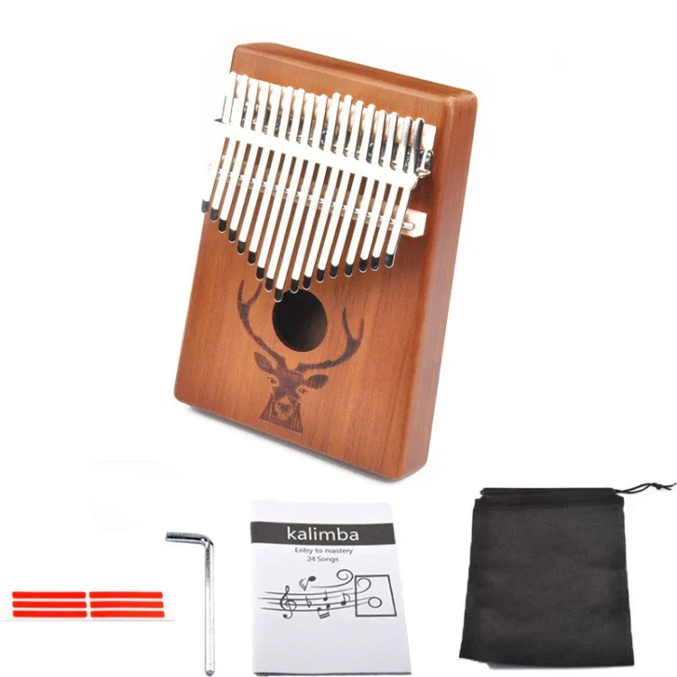 Kalimba Piano de Polegar de 17 Tons para Iniciantes com Cabeça de Cervo