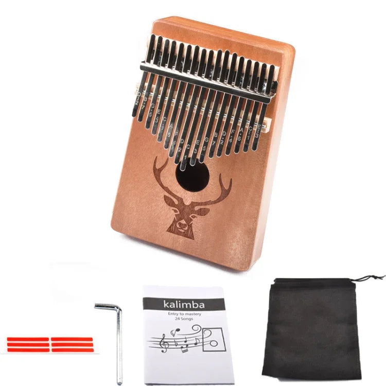 Kalimba Piano de Polegar de 17 Tons para Iniciantes com Cabeça de Cervo