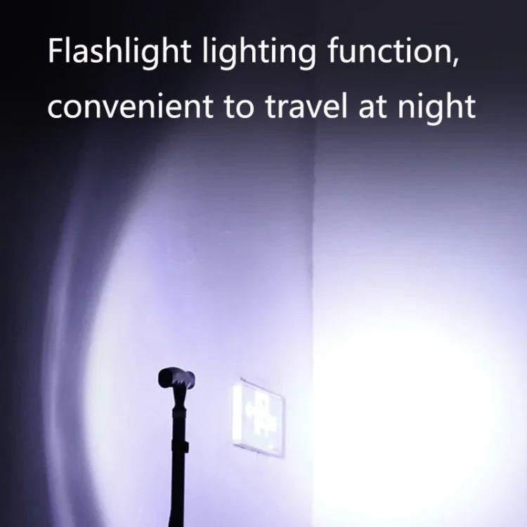 TBS-009 Muletas dobráveis de quatro pernas para idosos, liga de alumínio, leves e multifuncionais, antiderrapantes com luz, TBS-009 (Preto), TBS-009 (Castanho)