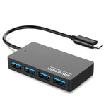KYTC47 Cabo Adaptador USB 4 Portas Estação de Acoplamento USB de Alta Velocidade HUB Multi-Interface Conversor, Preto USB 3.0, Preto Type-C