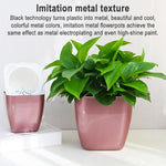 Vaso de flor de plástico colorido imitação metal com armazenamento de água, Vaso médio G109, Vaso pequeno G105