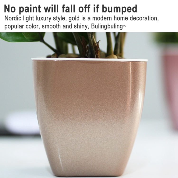 Vaso de flor de plástico colorido imitação metal com armazenamento de água, Vaso médio G109, Vaso pequeno G105