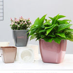 Vaso de flor de plástico colorido imitação metal com armazenamento de água, Vaso médio G109, Vaso pequeno G105