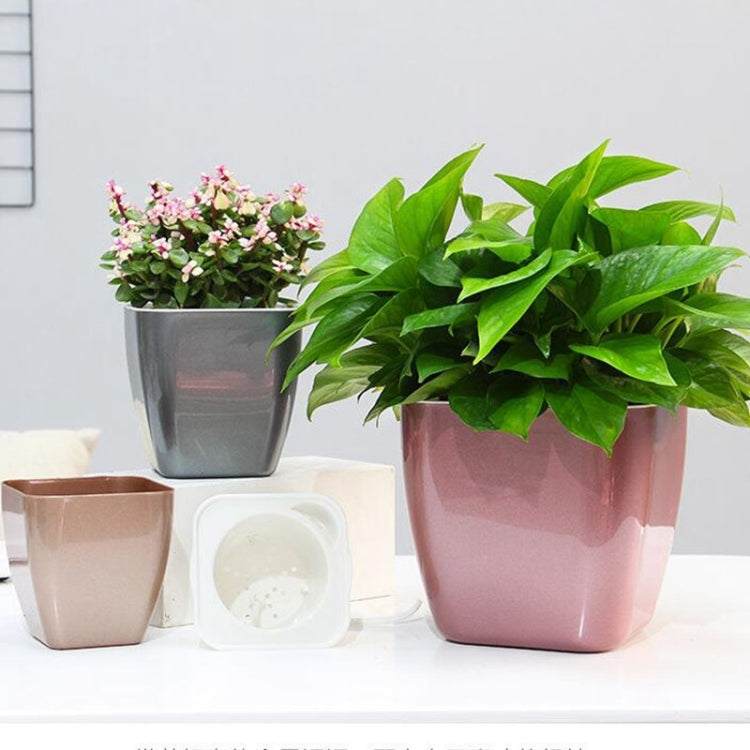 Vaso de flor de plástico colorido imitação metal com armazenamento de água, Vaso médio G109, Vaso pequeno G105