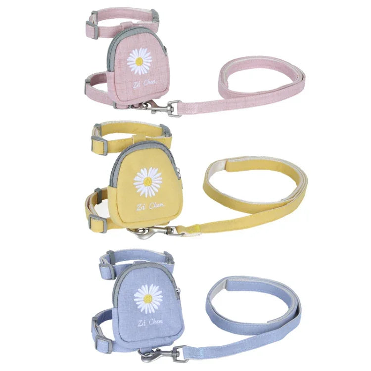 ZiChen Corda de Tração para Gato Mochila Bordada para Pequenos Animais, S, M, L