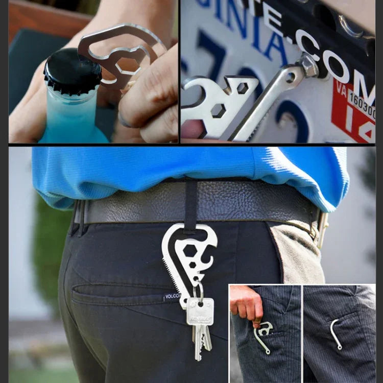 Gadget EDC para Exterior, Ferramenta de Emergência Multifuncional com Clipe para Chaves, Ferramenta de Emergência EDC