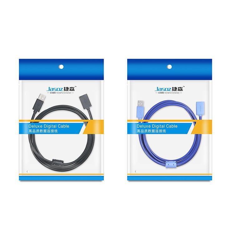 Jasoz USB Male to Female Oxygen-Free Copper Core Extension Data Cable, Colour: Black 0.5m, Black 0.5m, Black 1m, Black 1.5m, Black 2m, Black 3m, Black 5m, Dark Blue 0.5m, Dark Blue 2m, Dark Blue 3m, Dark Blue 5m, Black 8m, Black 10m