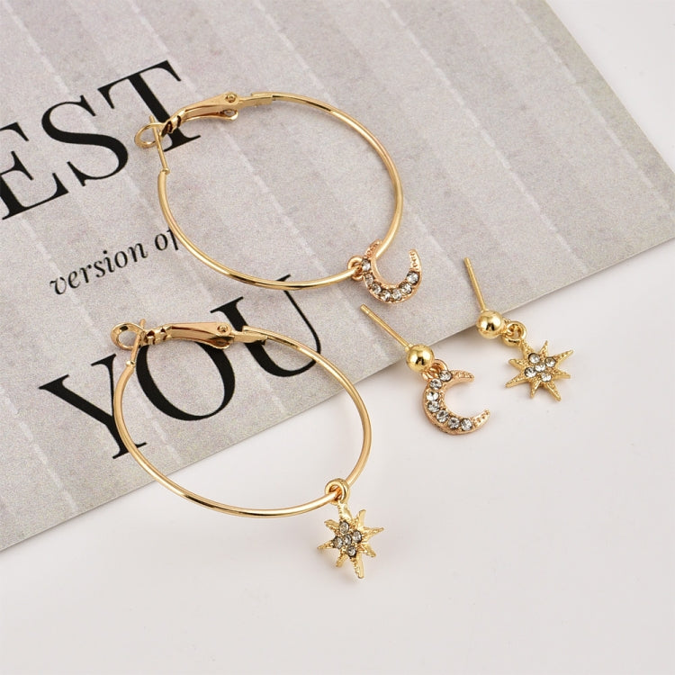 Conjunto de Brincos de Cristal para Senhora Estrelas e Lua