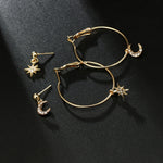 Conjunto de Brincos de Cristal para Senhora Estrelas e Lua