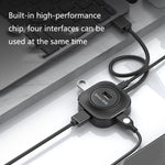 HUB USB2.0 de Alta Velocidade Jasoz 4 Portas 1 para 4, Preto 0,3m, Preto 0,5m, Preto 1,2m, Branco 0,3m, Branco 0,5m, Branco 1,2m