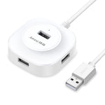 HUB USB2.0 de Alta Velocidade Jasoz 4 Portas 1 para 4, Preto 0,3m, Preto 0,5m, Preto 1,2m, Branco 0,3m, Branco 0,5m, Branco 1,2m