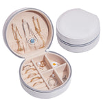 Caixa de Armazenamento de Joias Simples em Pele PU SH789-12, Branco, Rosa Claro, Dourado Champanhe