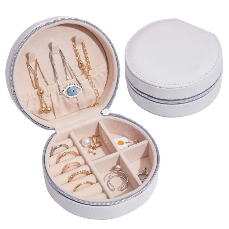 Caixa de Armazenamento de Joias Simples em Pele PU SH789-12, Branco, Rosa Claro, Dourado Champanhe