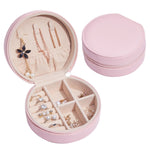 Caixa de Armazenamento de Joias Simples em Pele PU SH789-12, Branco, Rosa Claro, Dourado Champanhe