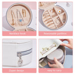Caixa de Armazenamento de Joias Simples em Pele PU SH789-12, Branco, Rosa Claro, Dourado Champanhe