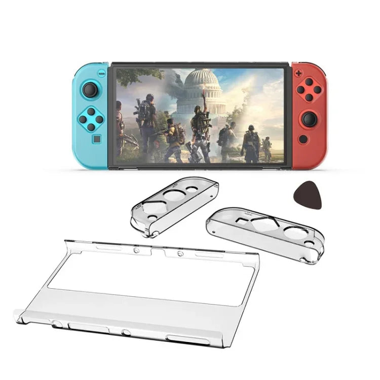 DOBE Kit de Proteção para Comandante + Punhos Esquerdo e Direito com Capa Cristal Antichoque para Switch OLED, TNS-1133B (Cor Transparente)