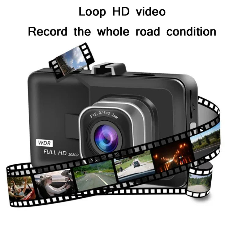 Gravador de Condução HD 1080P de 3,0 Polegadas com Grande Angular e Imagem de Reversão Especificação: Gravação Simples em Definição Normal (Preto)