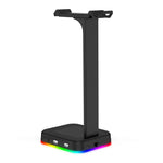 RGBD9 Suporte para Auscultadores RGB com Mudança de Cor Suporte para Auscultadores Gaming Expositor para Auscultadores Gaming com Duas Portas USB, RGBD9