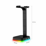 RGBD9 Suporte para Auscultadores RGB com Mudança de Cor Suporte para Auscultadores Gaming Expositor para Auscultadores Gaming com Duas Portas USB, RGBD9