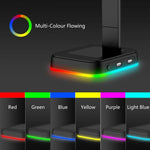 RGBD9 Suporte para Auscultadores RGB com Mudança de Cor Suporte para Auscultadores Gaming Expositor para Auscultadores Gaming com Duas Portas USB, RGBD9