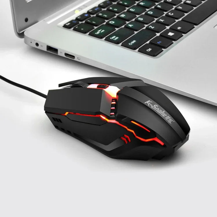 2 PCS K-Snake M11 Rato de Jogo com Fios 4 Teclas 1600DPI Luminoso para Portátil e Computador de Secretária USB, Comprimento do Cabo: 1,5m