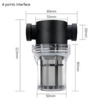 Filtro plástico frontal para tubo de água, purificador de água para irrigação de jardim, Especificação:, Interface de 4 pontos 40 malhas