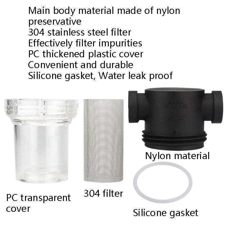 Filtro plástico frontal para tubo de água, purificador de água para irrigação de jardim, Especificação:, Interface de 4 pontos 40 malhas