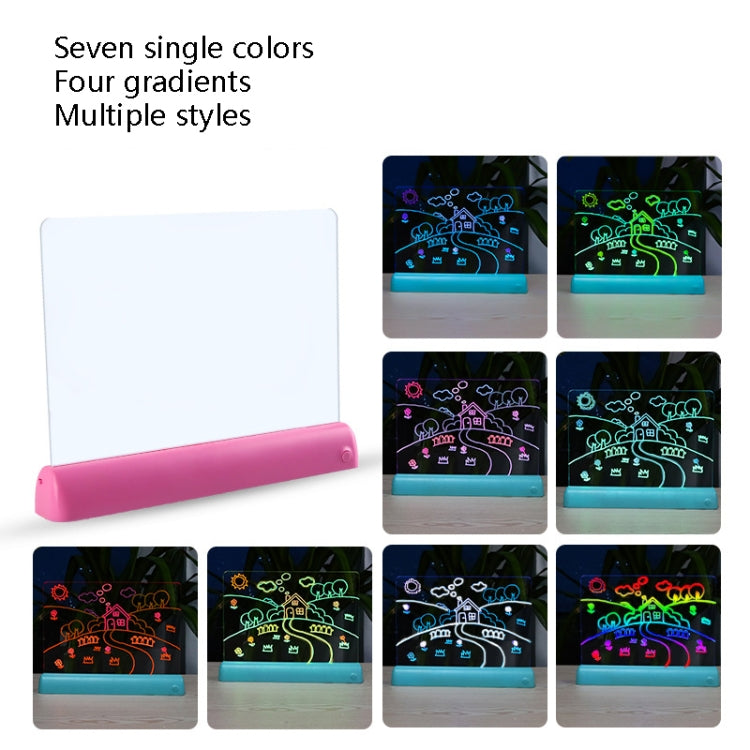 Placa Fluorescente de Pintura 3D Que Brilha LED Painel de Grafite para Crianças Quadro de Mensagens Manuscritas, Cinzento, Branco, Azul, Verde, Rosa