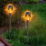 2 Peças Luz Solar de Chama para Pátio Exterior Decoração de Relvado de Parque Luz de Paisagem Impermeável