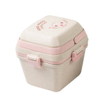 Wheat Straw Portable Three-Layer Lunch Box Can Be Microwaved, Blue, Pink