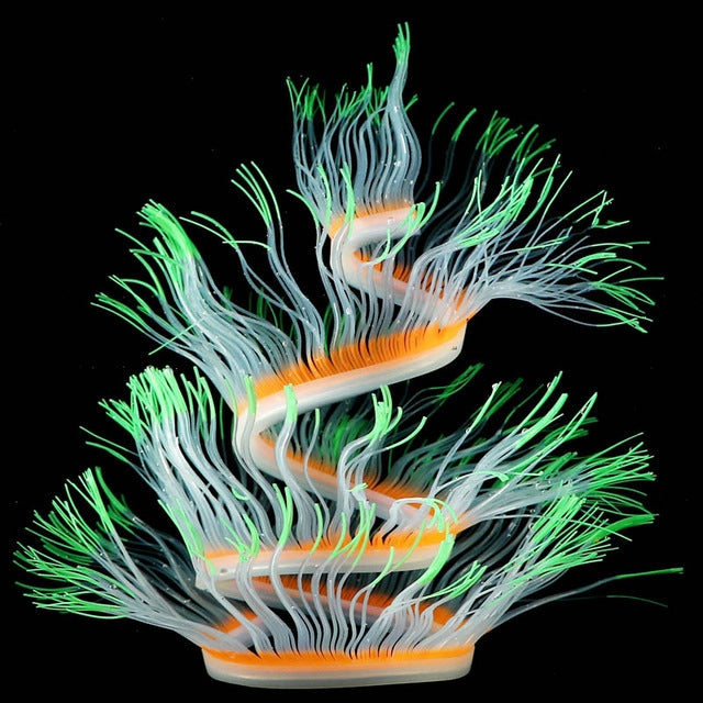 Decoração para Aquário com Silicone, Coral Simulado Fluorescente, Anémona, Tamanhos: 50cm, 75cm, 100cm