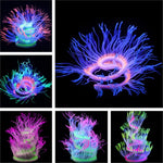 Decoração para Aquário com Silicone, Coral Simulado Fluorescente, Anémona, Tamanhos: 50cm, 75cm, 100cm
