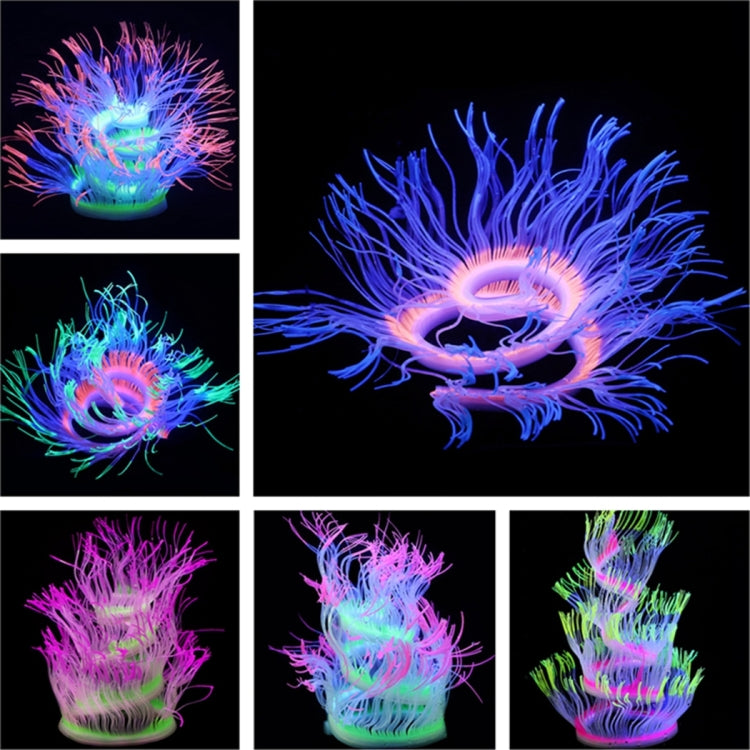 Decoração para Aquário com Silicone, Coral Simulado Fluorescente, Anémona, Tamanhos: 50cm, 75cm, 100cm