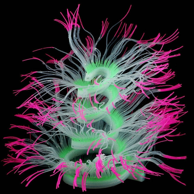 Decoração para Aquário com Silicone, Coral Simulado Fluorescente, Anémona, Tamanhos: 50cm, 75cm, 100cm