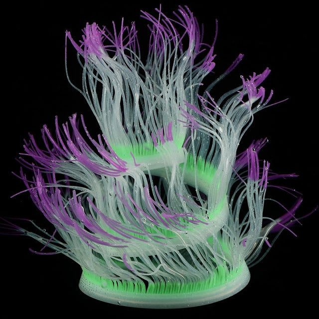 Decoração para Aquário com Silicone, Coral Simulado Fluorescente, Anémona, Tamanhos: 50cm, 75cm, 100cm