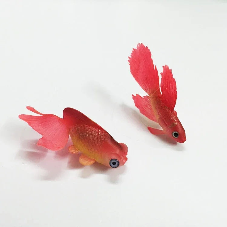 Luz Noturna com Decorações para Aquário em Silicone Ecológico, Peixes Coloridos, 1 Betta Vermelho, 2 Betta Castanho, 3 Betta Azul, 4 Peixe Dourado Azul, 5 Peixe Dourado Vermelho, 6 Peixe Dourado Castanho